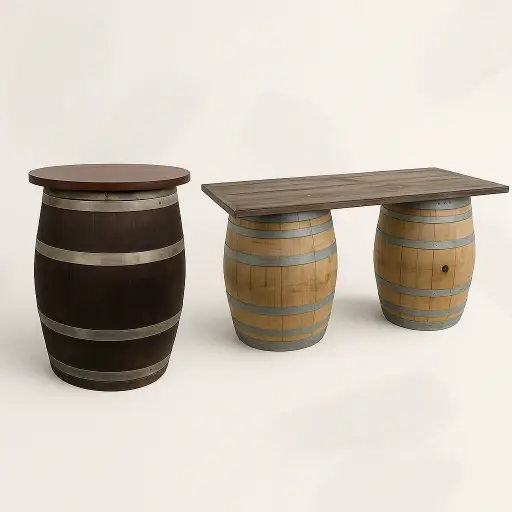 Rustic oak barrels